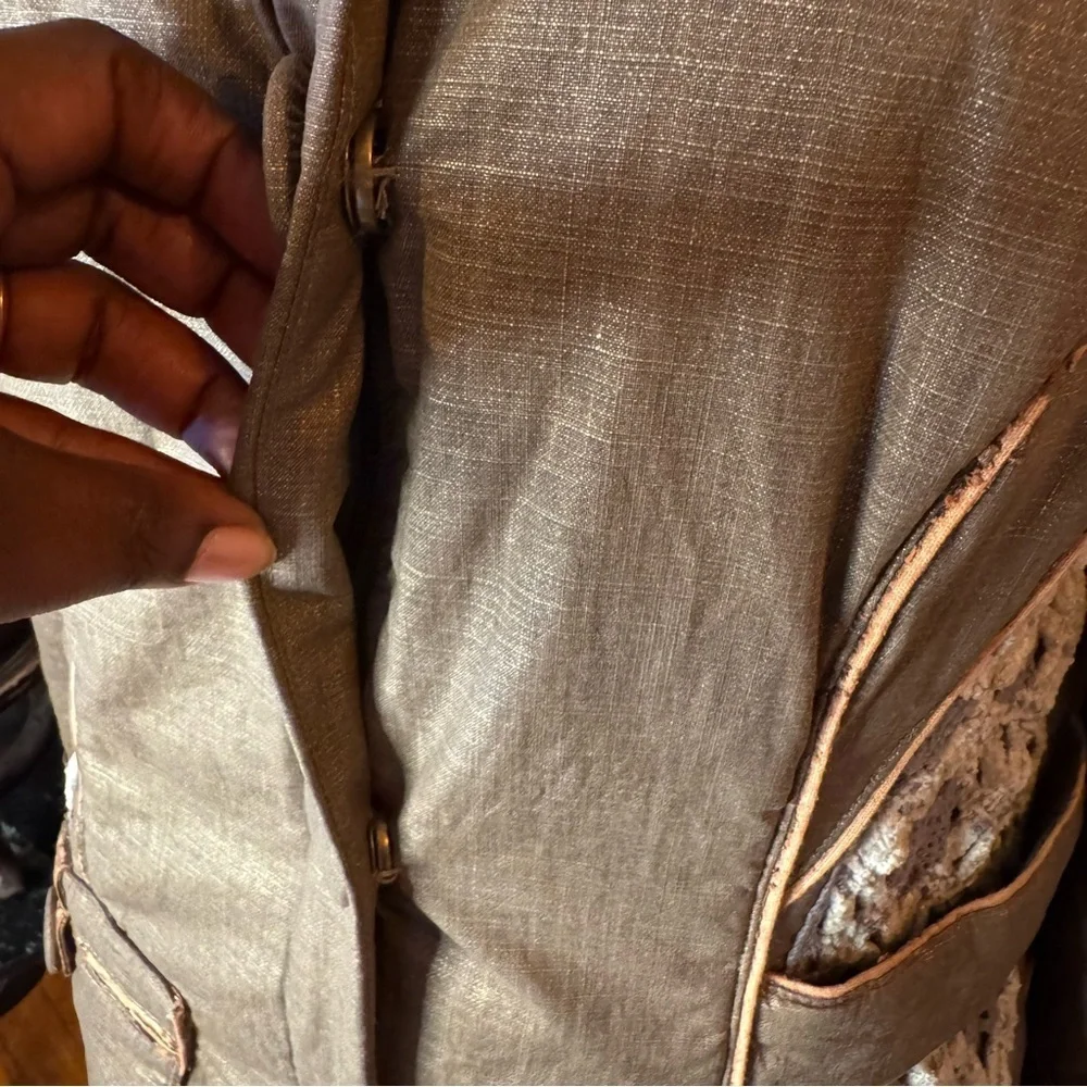 Penny Lane fur cotton crochet puffer button down fur collar coat - Picture 12 of 17